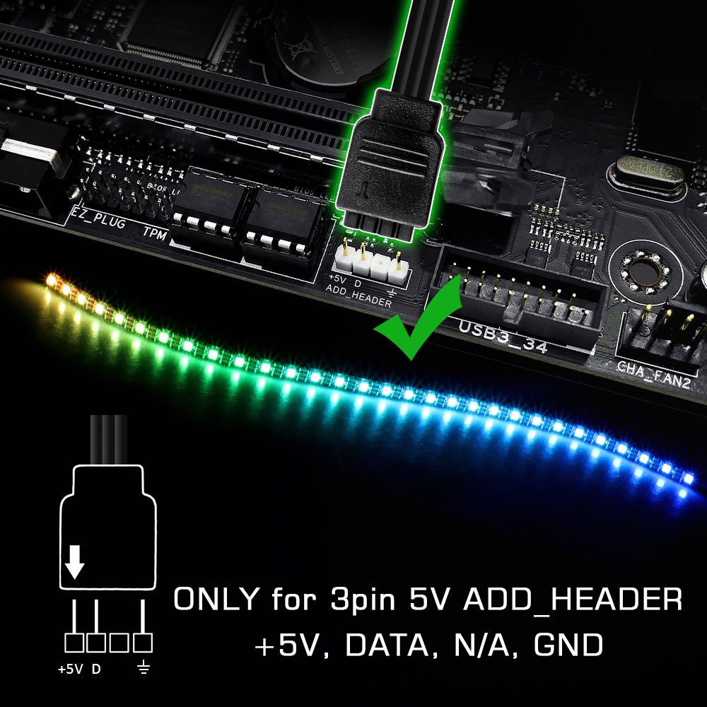 compre la tira del led rgb 5v direccionable ws2812b caso tira para pc placa base 3 patilla para asus aura syncmsi mystic sinc a 6 44 del super04