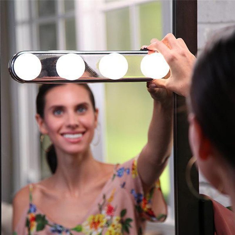 Studio Glow Make Up Lighting Super Bright 4 LED Bulbs Portable Cosmetic