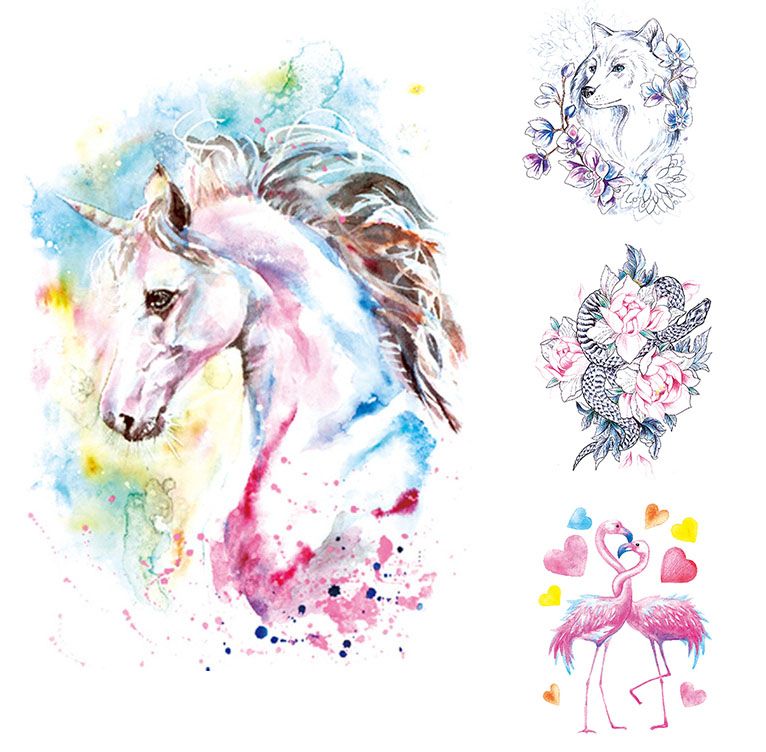 New Cartoon Unicorn Fairy Tales Temporary Tattoo For Children Kids