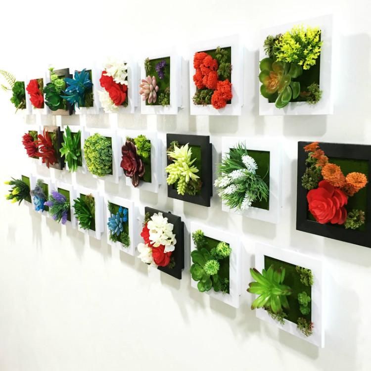 3D Main Métope Plantes Succulentes Imitation Bois Photo Cadre Décoration  Murale Fleurs Artificielles Décor À La