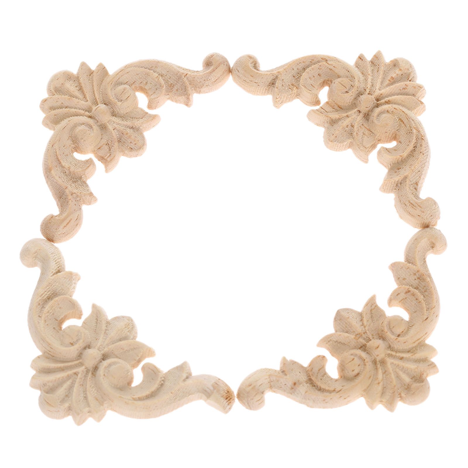 Wood Carved Onlay Applique Unpainted Frame Door Decor