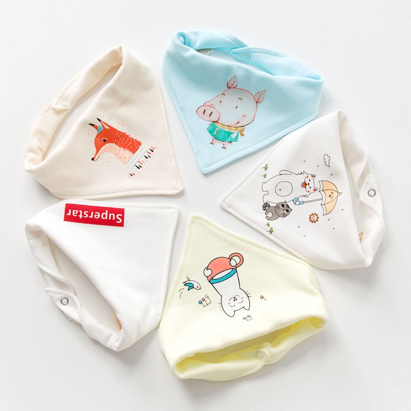 Cotton Baby Bibs Bandanna Soft Infant Feeding Burp Cloths Cartoon Saliva Towels