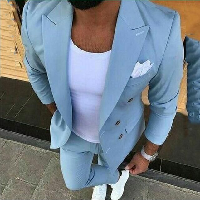 light blue coat pant