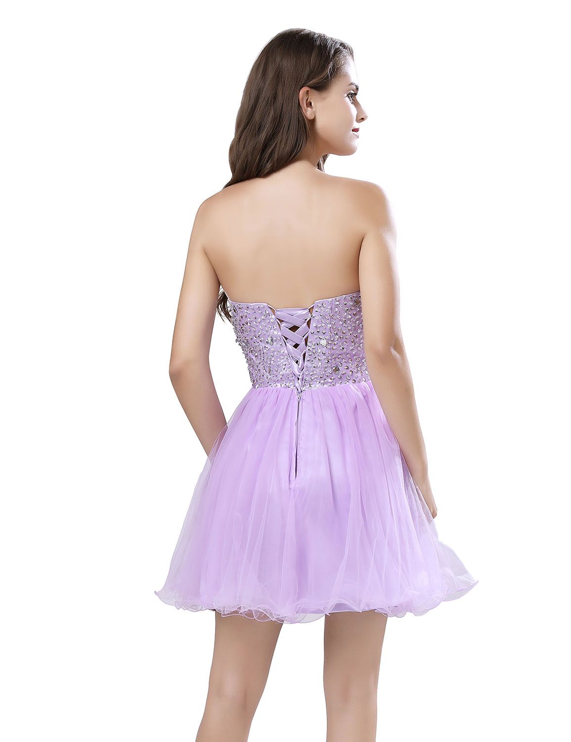 SD034 Menos de $ 60 Vestidos de fiesta con cuentas de novia de color lila Mini volantes SD034 Menos de $ 60 Vestidos de fiesta con cuentas de novia de color lila Mini volantes