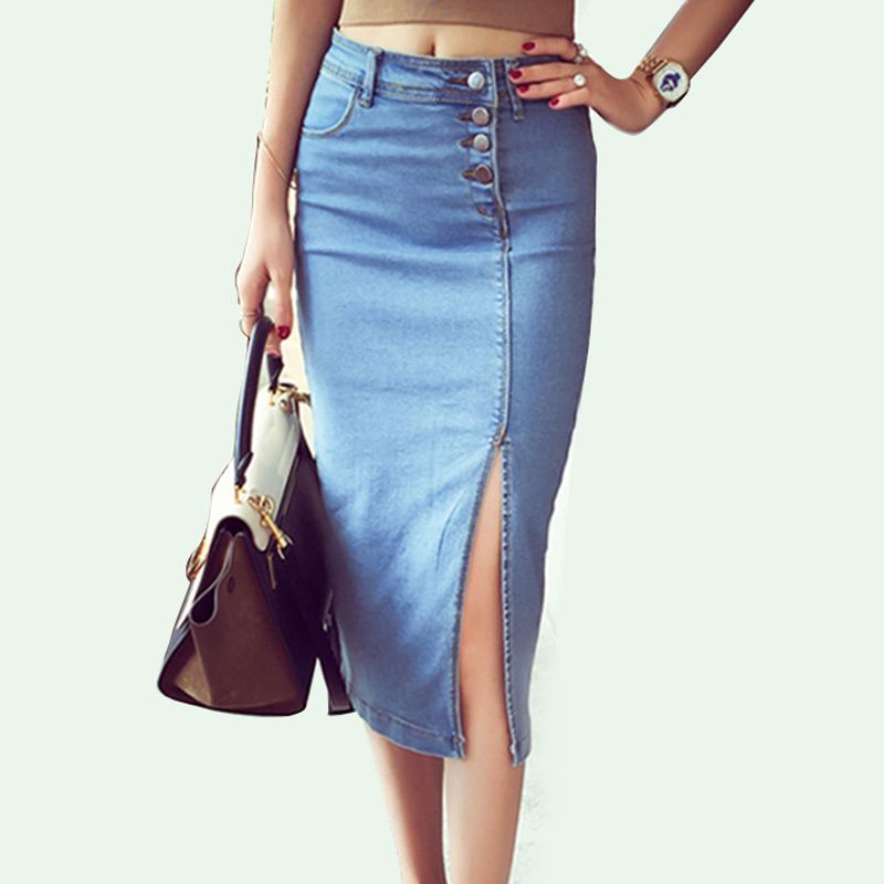 womens denim pencil skirt