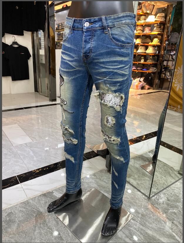 Compra MEJORES Pantalones Vaqueros De Hombre De Alta Calidad Raya De La  Alta Calidad De La Cremallera Del Motorista Flaco Pantalones Vaqueros Para  Hombre De Los Pantalones Vaqueros Para Hombre De Algodón