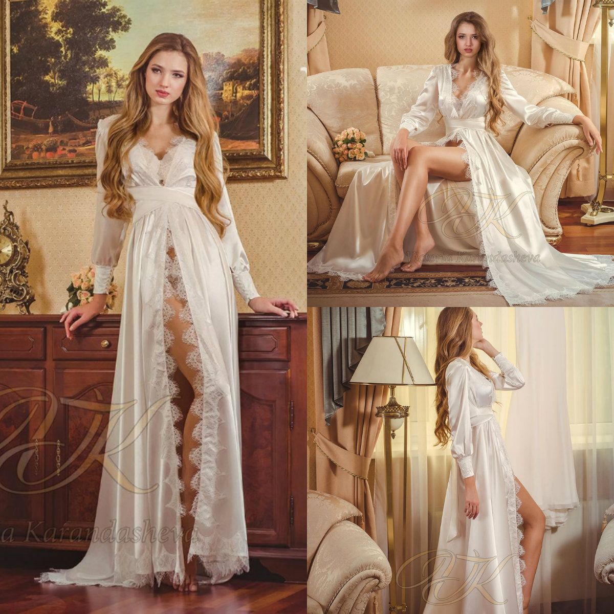 Lace Bridal Nightgown Robe Night Dress 