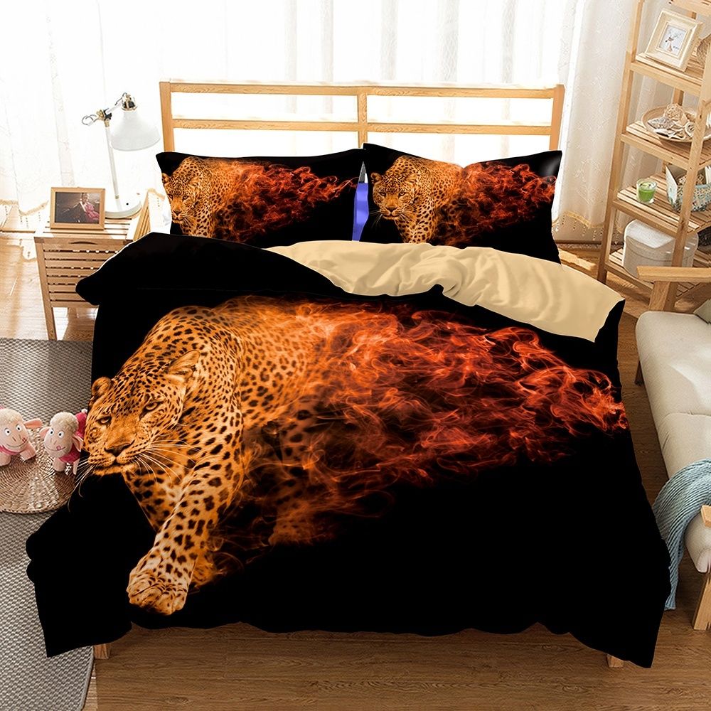 Fantastic Series Running Leopard 3d Lifelike Bedding Set Print