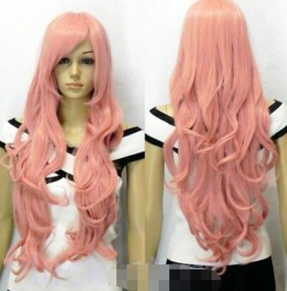 Fashion New Smoke Wonderful Pink Curly Wig Party Women S Full Blue