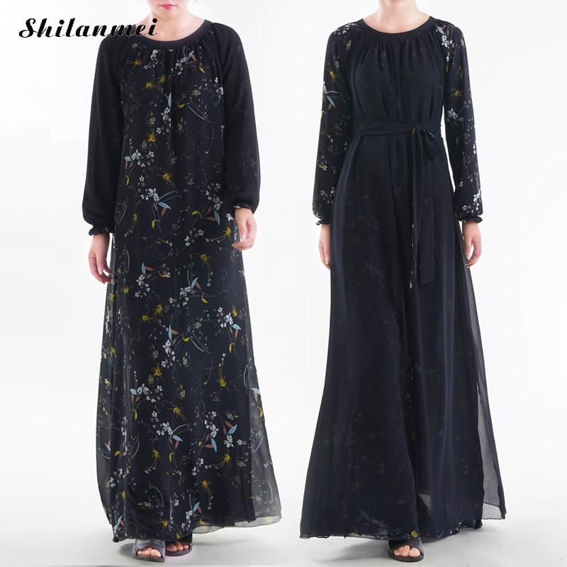 2020 Black Floral Chiffon Dress For Muslim Women Islamic Abaya 2019 Jilbab Caftan Tesettur Elbise Hijab Dresses High Quality Robe From Piaose 34 15 Dhgate Com