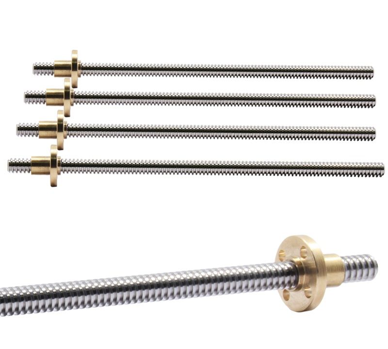 2020 T8 Lead Screw OD 8mm Pitch 2mm Lead 2mm 100mm 150mm 200mm 250mm