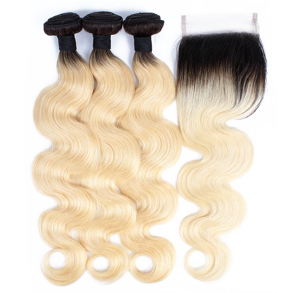 Brazilian Hair T1B/613 Blonde Extensions 10 28 Inch Body Wave Hair 3  Bundles With Lace Closure Free Middle Part Ombre Human Hair From  Kisshairfashion, $26.15 | DHgate.Com