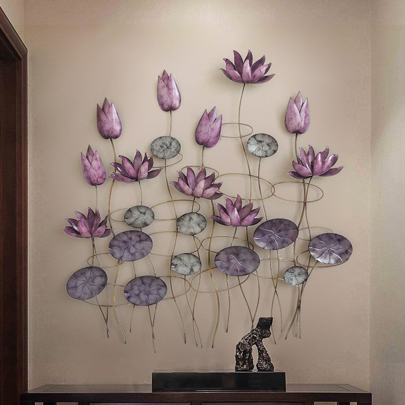 Modern Wrought Iron Lotus Wall Hangings Crafts Wall Decoration Home Livingroom Sofa Background 3d Sticker Mural Ornaments Stickers For Wall Art Stickers For Wall Decor From Stunning88 123 52 Dhgate Com