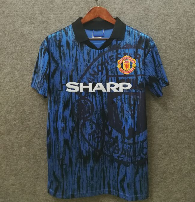 manchester united retro blue jersey
