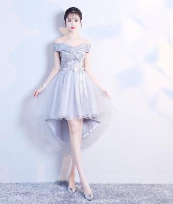 blue grey cocktail dress