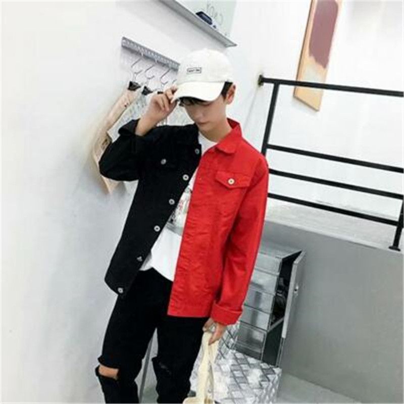 Mosaico de dos colores abrigo chaqueta de informal chaqueta los hombres calle hip