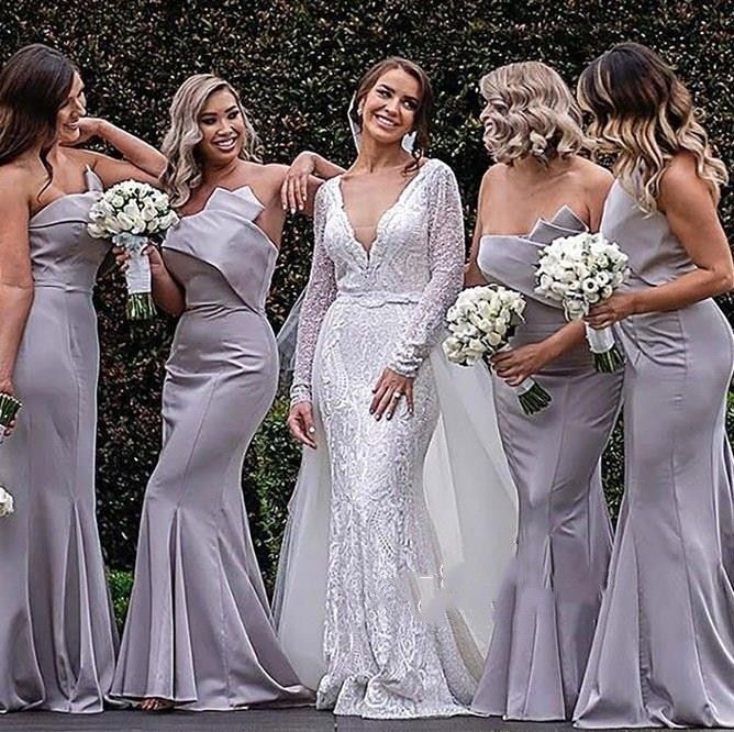 Elegant Mermaid Strapless Bridesmaids 