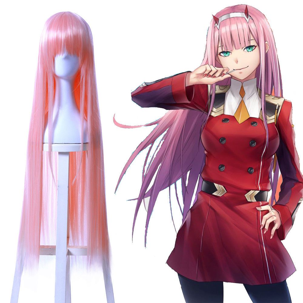 DARLING in the FRANXX Zero Two 02 Wig Pink Ponytail Cosplay Wig