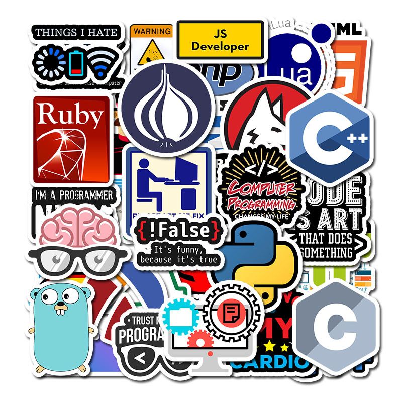 50Pcs Developer Programming Stickers Decals for Laptop Luggage Helmet Graffiti