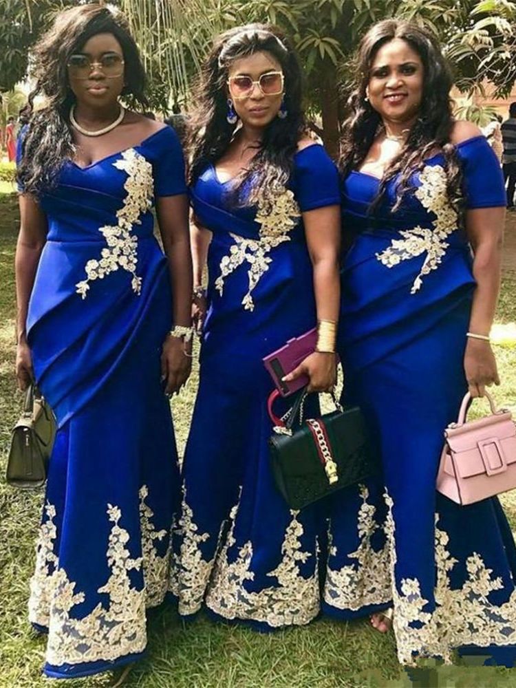 gold and royal blue bridesmaid dresses