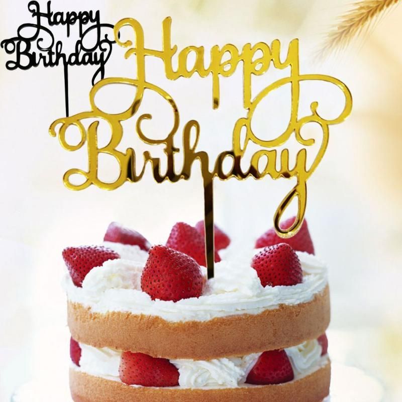 Home Cake "Happy Birthday" Cake Topper Card Acrylic Cake Diy Decoration Supplies