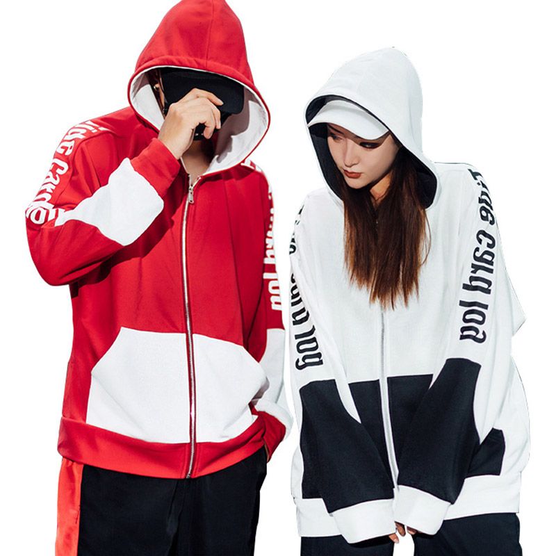 Compre Bloque De Color Bolsillo Streetwear Completa La Sudadera Para Hombre,  Mujer, Pareja Gótica De La Letra De Impresión Superior Urbana Sudaderas  Para Hombre De Hip Hop Masculino A 23,3 € Del