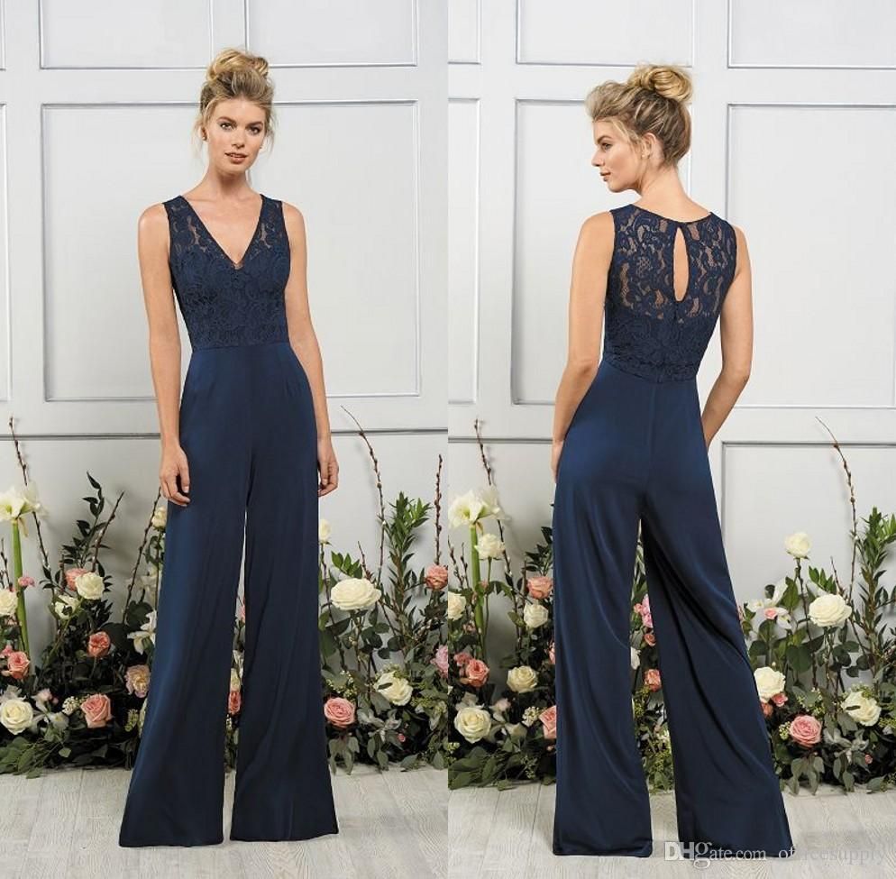 Acquistare Nuovi Pantaloni Eleganti Della Signora Con Scollo A V In Chiffon Blu  Scuro Scamosciati Vestiti Della Tuta Dei Pantaloni Del Partito Delle Donne  Della Sposa Dello Sposo Della Sposa Della Madre