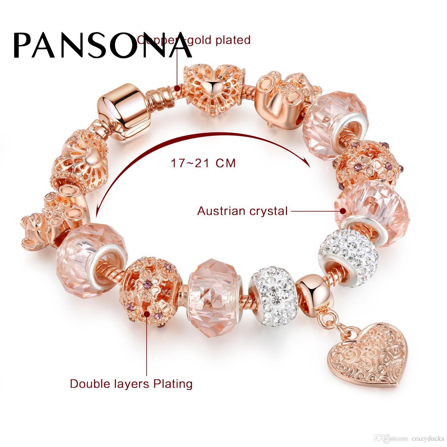Womens Luxury Crystal Heart Charm Bracelets /& Bangles Ladies Bracelets for Women Jewellery Golden Pulseira Feminina Price
