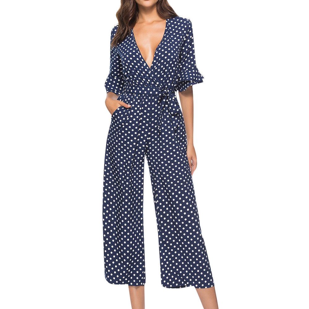 blue polka dot playsuit
