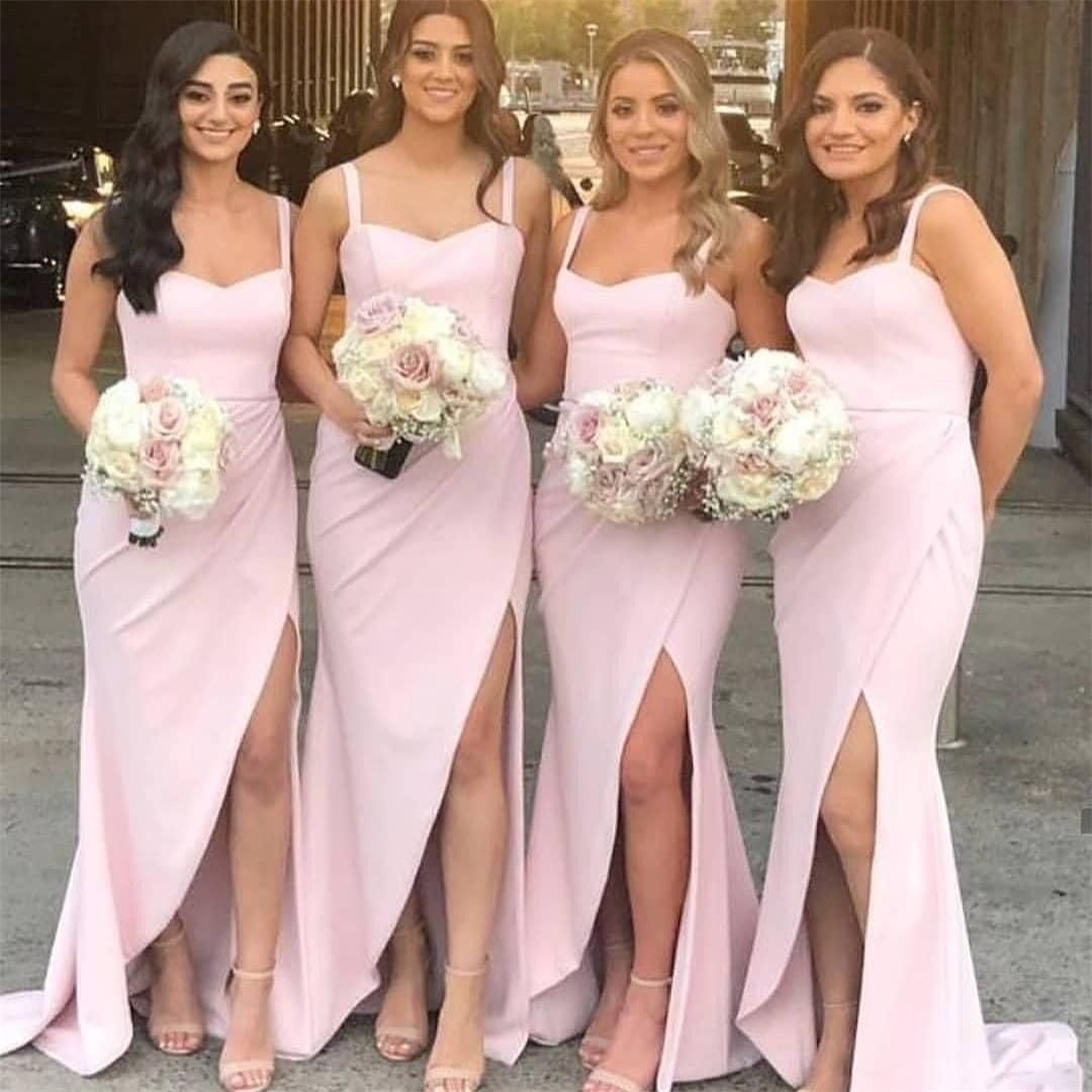 light pink plus size bridesmaid dresses