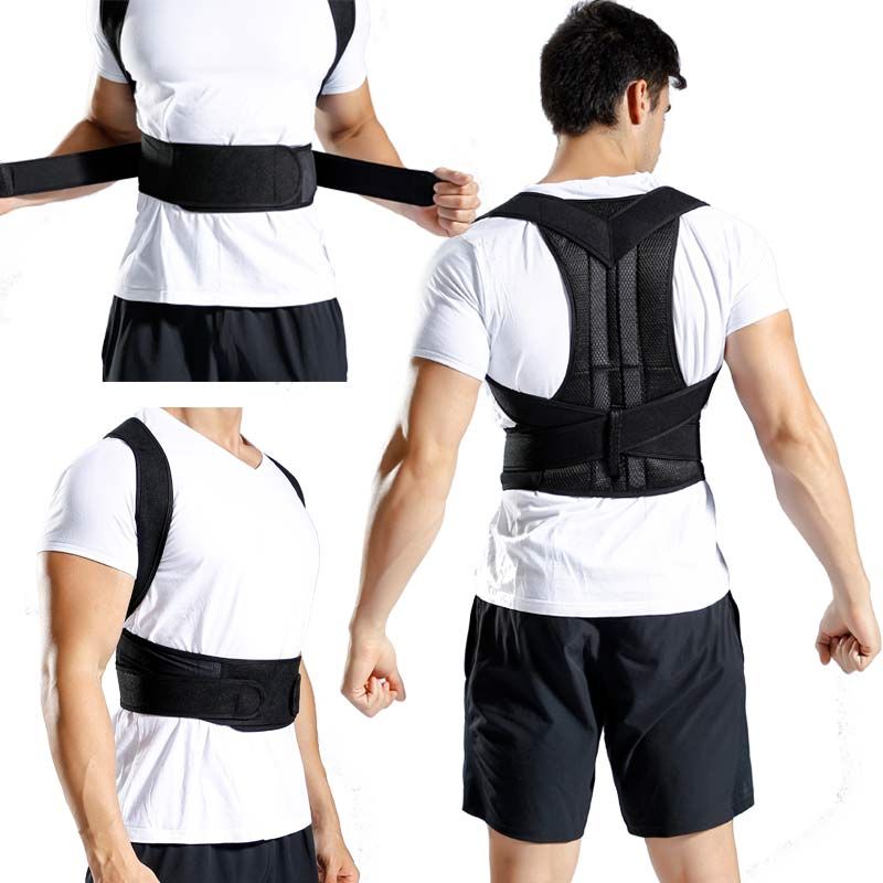 Vertvie Corrector de postura de cintura trasera ajustable para adultos cinturón de corrección cintura entrenador hombro Lumbar soporte de columna LANG Rojo 