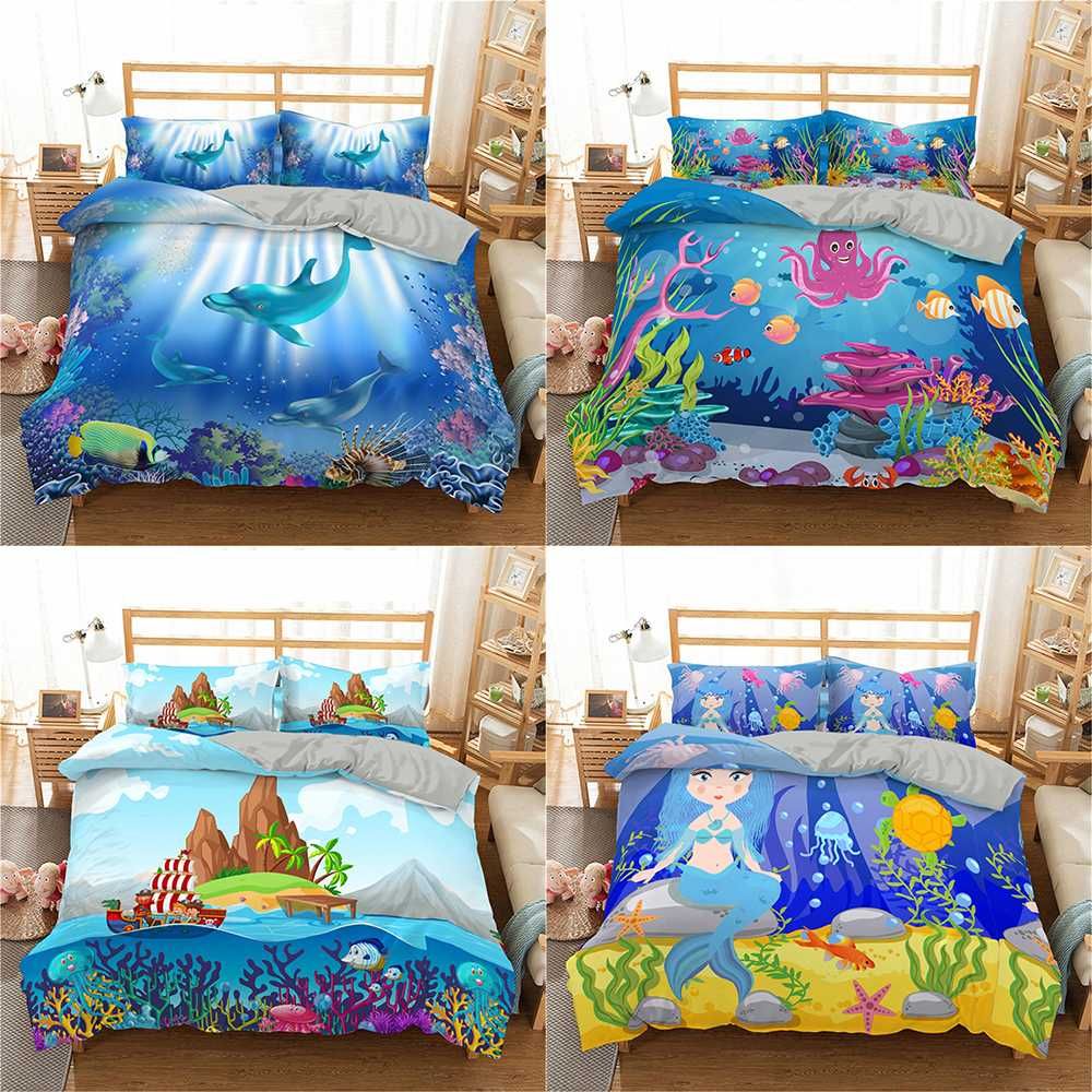 Homesky Ocean Duvet Cover Set Cartoon Underwater World Bedding Set