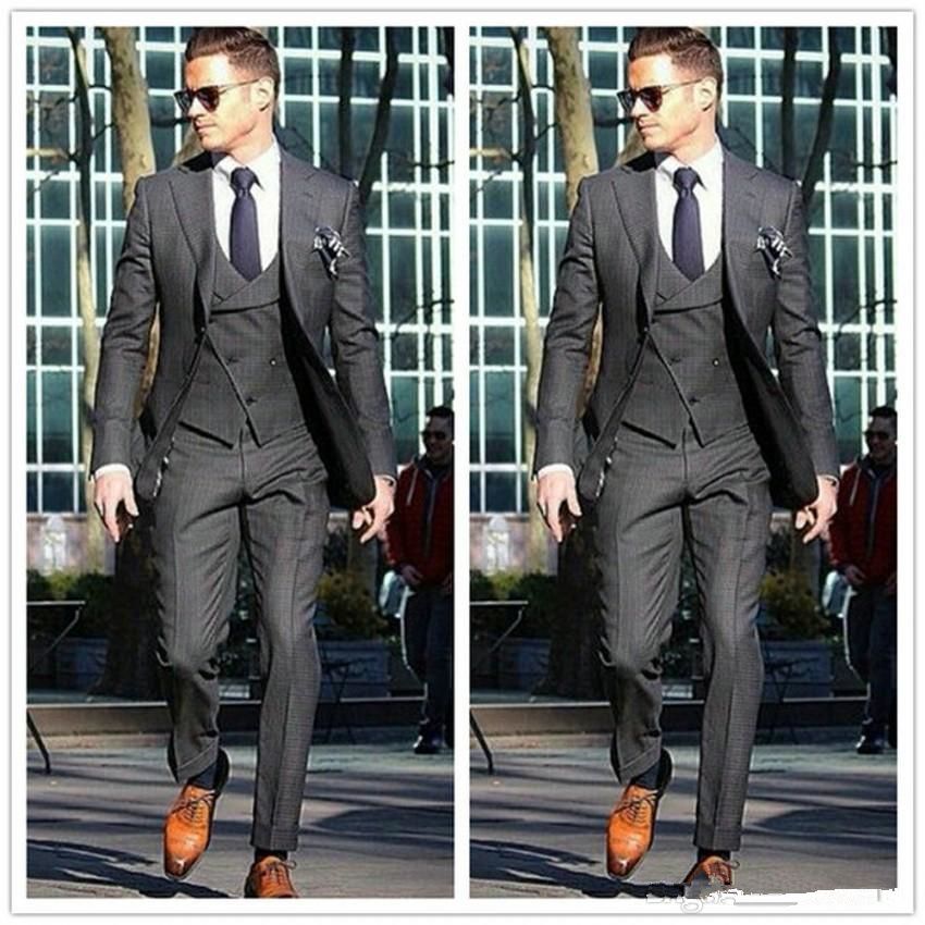 2018 Vintage Wool Tweed 3-Piece Brown Khaki Herringbone Suit Custom Slim Fit