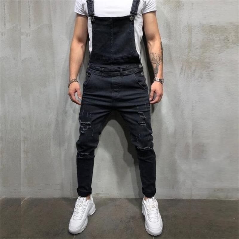 LUCKME Men's Dungarees Denim Suspenders Ripped Jeans Pants Slim-fit Denim Camouflage Bib Overalls Trousers Distressed Retro Ripped Jumpsuit Regular Fit Playsuit 