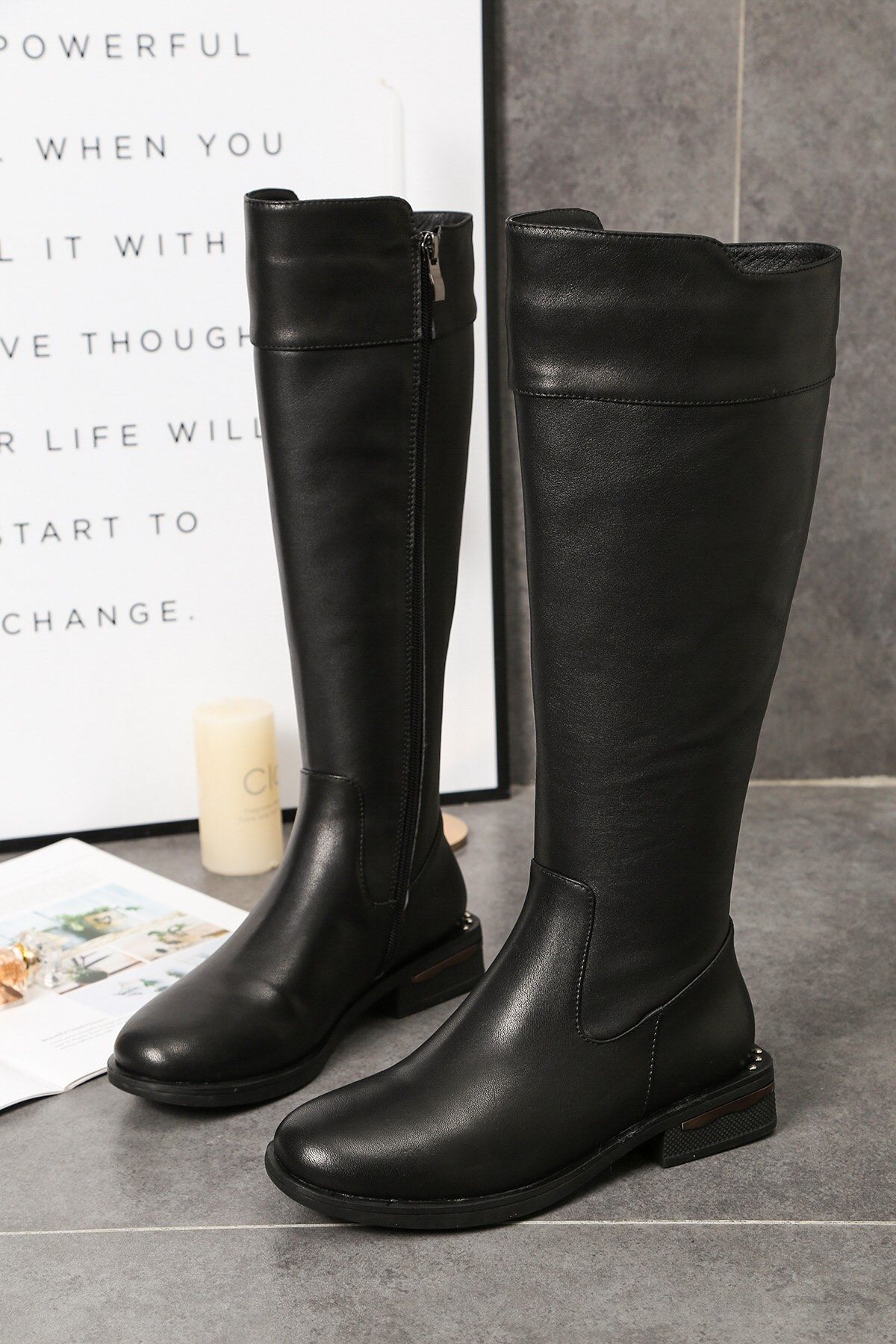 knee high cloth boots