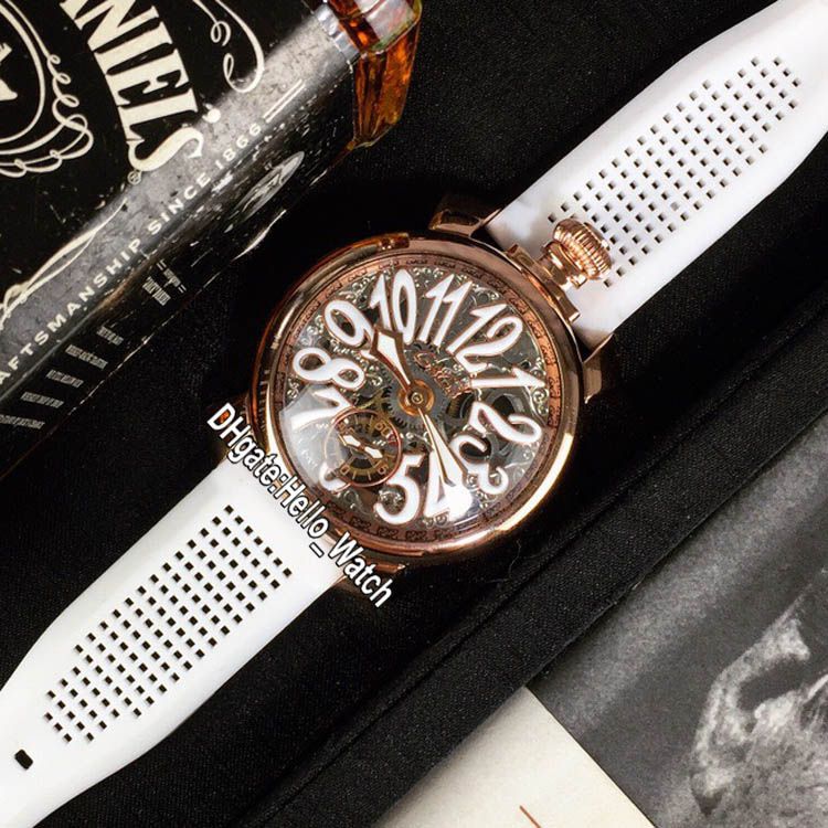 New GAGA Milano Manuale48 5011.05S Small Seconds Gold Skeleton ...