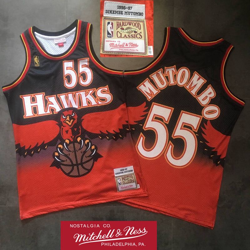 Retro 1996-97 Dikembe Mutombo #55 Atlanta Hawks Basketball Jersey Stitched Rot 