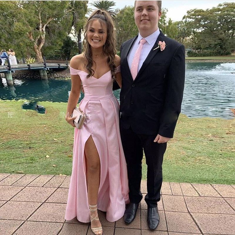 Off The Shoulder A Line Prom Dresses 