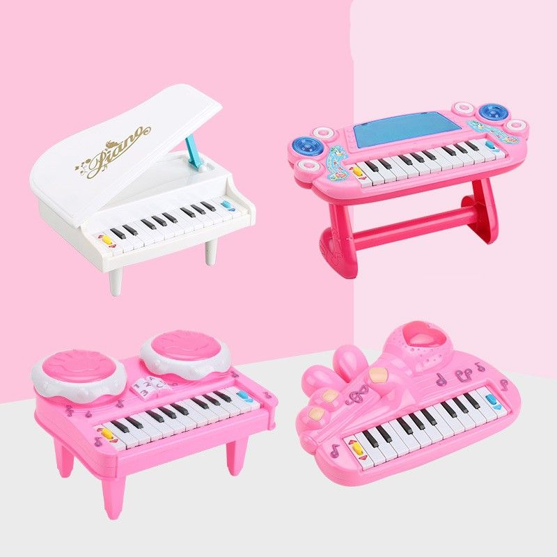 Childrens rosa Teclado Órgano Piano Electrónico 3D Mini Musical Juguete Luz Y Sonido 