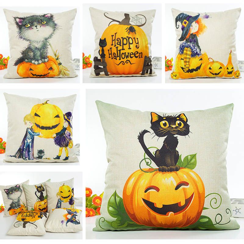 Halloween Pumpkin Pillow Case Linen Pillowcase Home Sofa Car Decorative