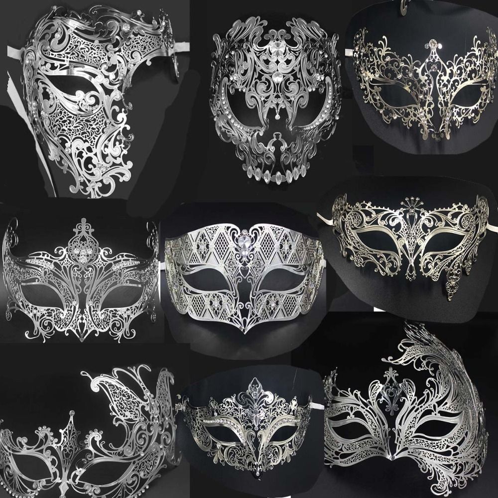 Silver Men/'s Smoking Venetian Metal Filigree Masquerade Mask Masked Ball Party