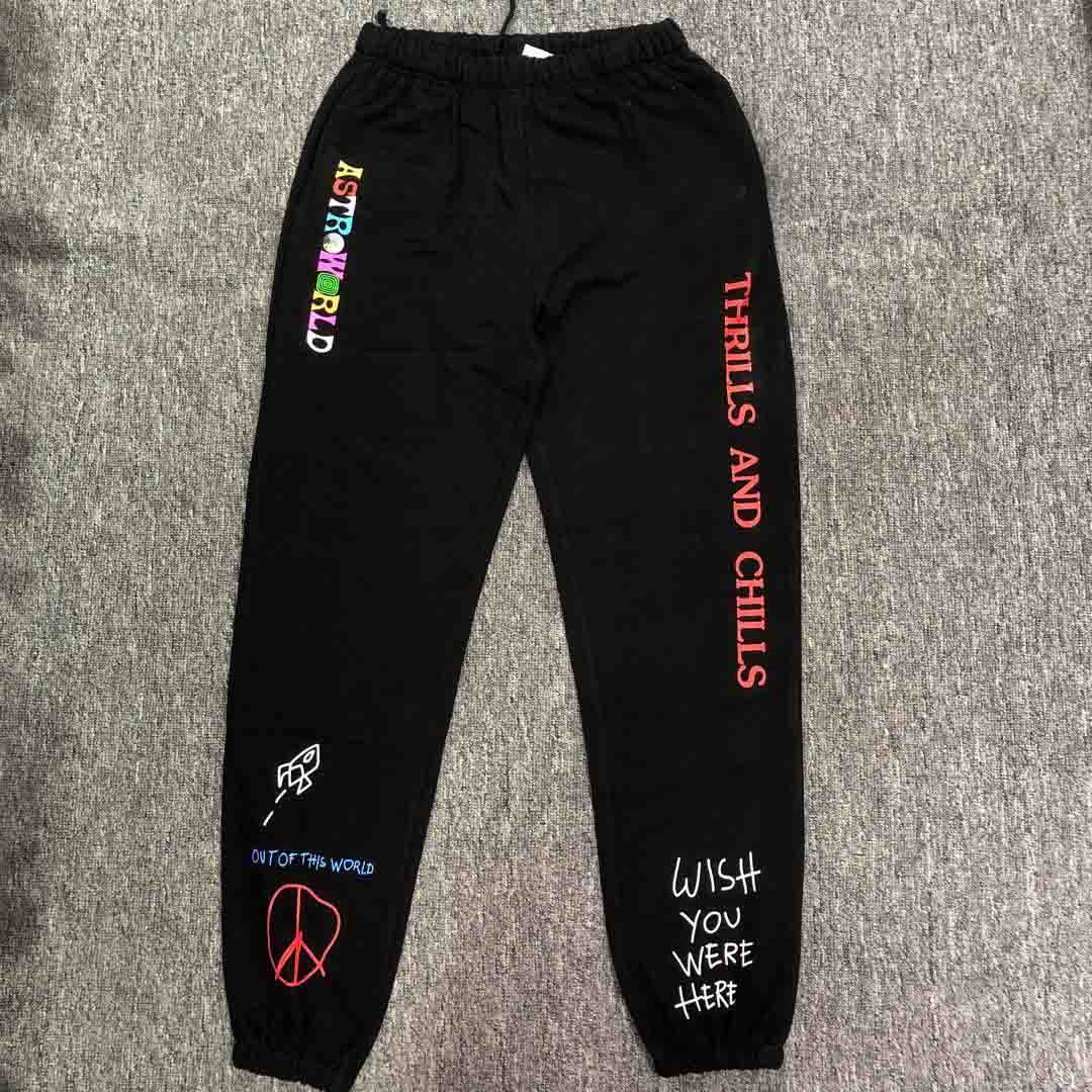 Compre 2019 Moda TRAVIS SCOTT ASTROWORLD MUNDO PAZ Calças Masculinas Moletom Homens Hip Hop Calças Casuais Calças Longa Calça De Davibrandstore, $281,62 | Pt.Dhgate.Com