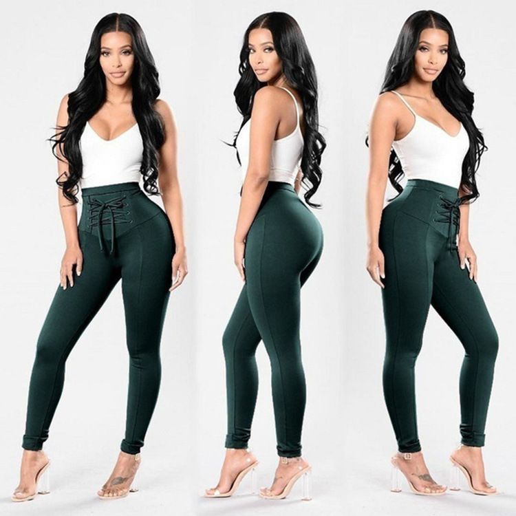Compre Vendaje Elástico De La Cintura Flaco Estiramiento Lápiz Largo  Pantalones Capris Pantalones De Cintura Alta Mujeres A 30,03 € Del  Joggingsport | Es.Dhgate.Com