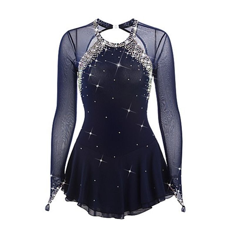 Patinaje hielo vestido de spandex de vestido de las mujeres de las muchachas