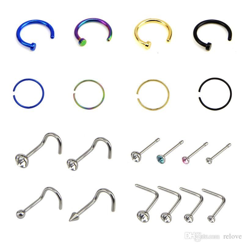 2020 Mix Stainless Steel Nose Studs Nose Ring Bent Rings Body Piercing Kit Jewelry From Yyaijx99 3 47 Dhgate Com