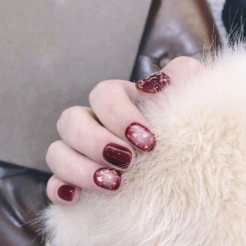 Red Wine Diamond False Nails Wedding Noble Manicure 3d Fake