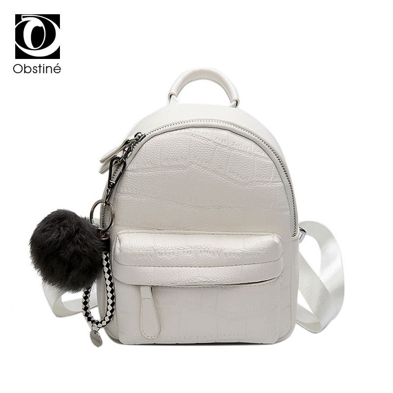 Mini mochilas Mujeres Cuero lindo Pequeña mochila hembra Paquete de espalda blanca femenina Mochilas negras