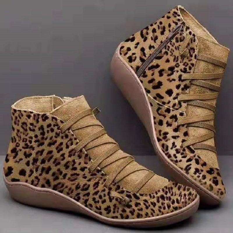 womens leopard ankle booties