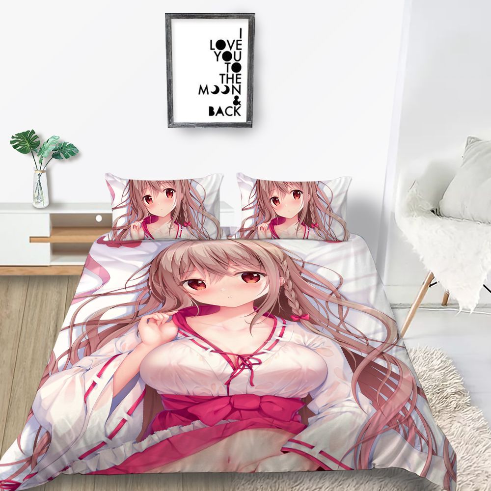 Anime Girl Bedding Set Pink Beautiful Cute Sexy 3D Duvet Cover Otaku Queen King Double Single Twin Full Bed Set With Pillowcase 3pcs Anime Girl Bedding Set Pink Beautiful Cute Sexy 3D Duvet Cover Otaku Queen King Double Single Twin Full Bed Set With Pillowcase 3pcs