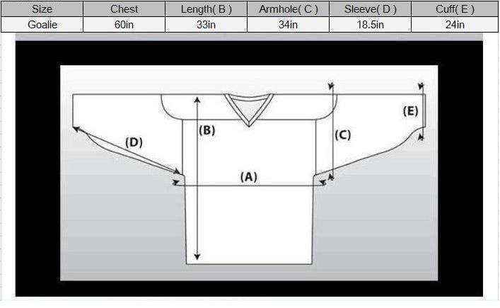 Hockey Goalie Jersey Size Chart